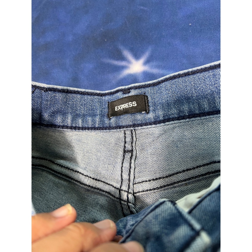 Express High Rise Skinny Jeans Medium Wash Button Fly Denim Pants 26x23 - Picture 6 of 10